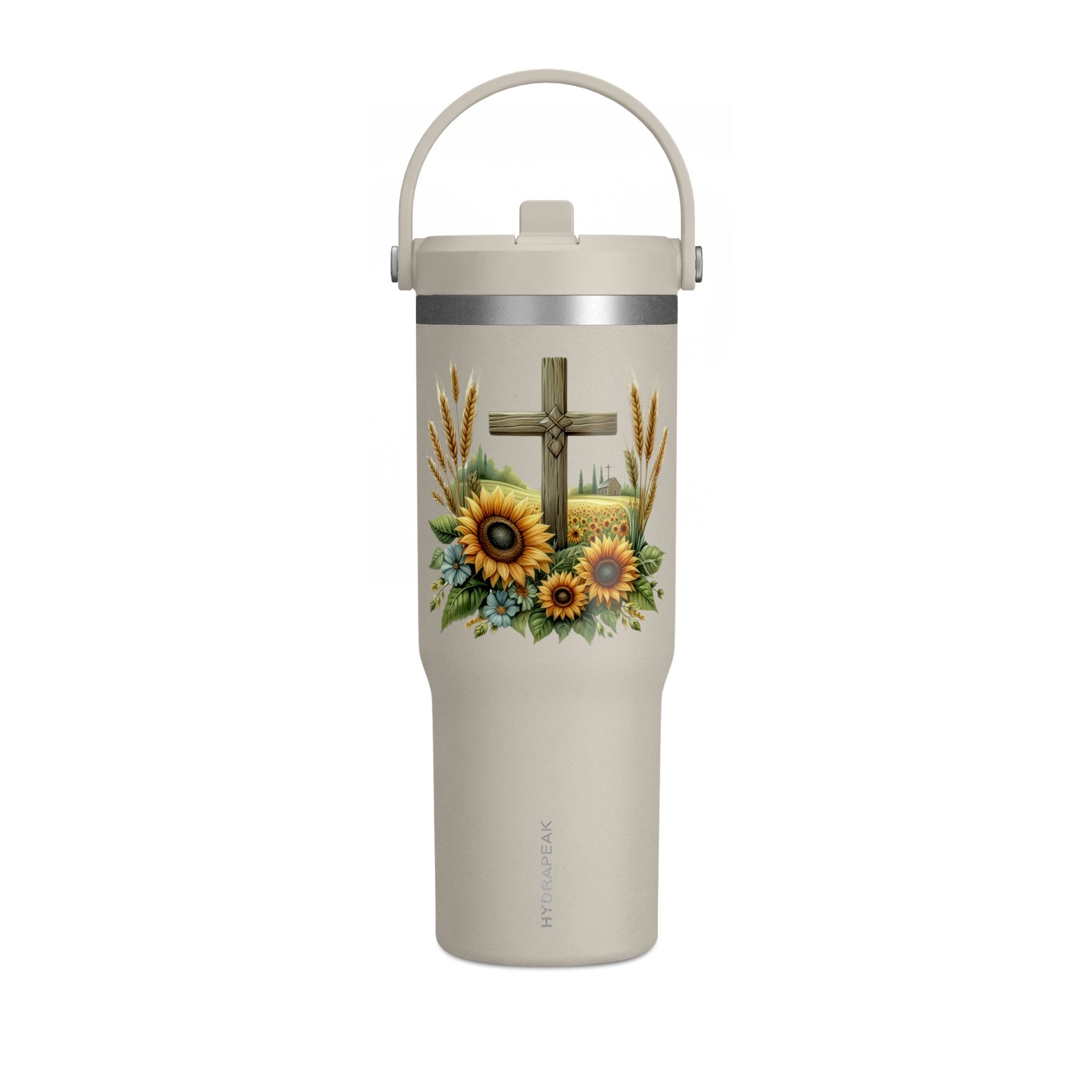 Sunflower Cross 32oz Tumbler – Christian Faith Travel Mug