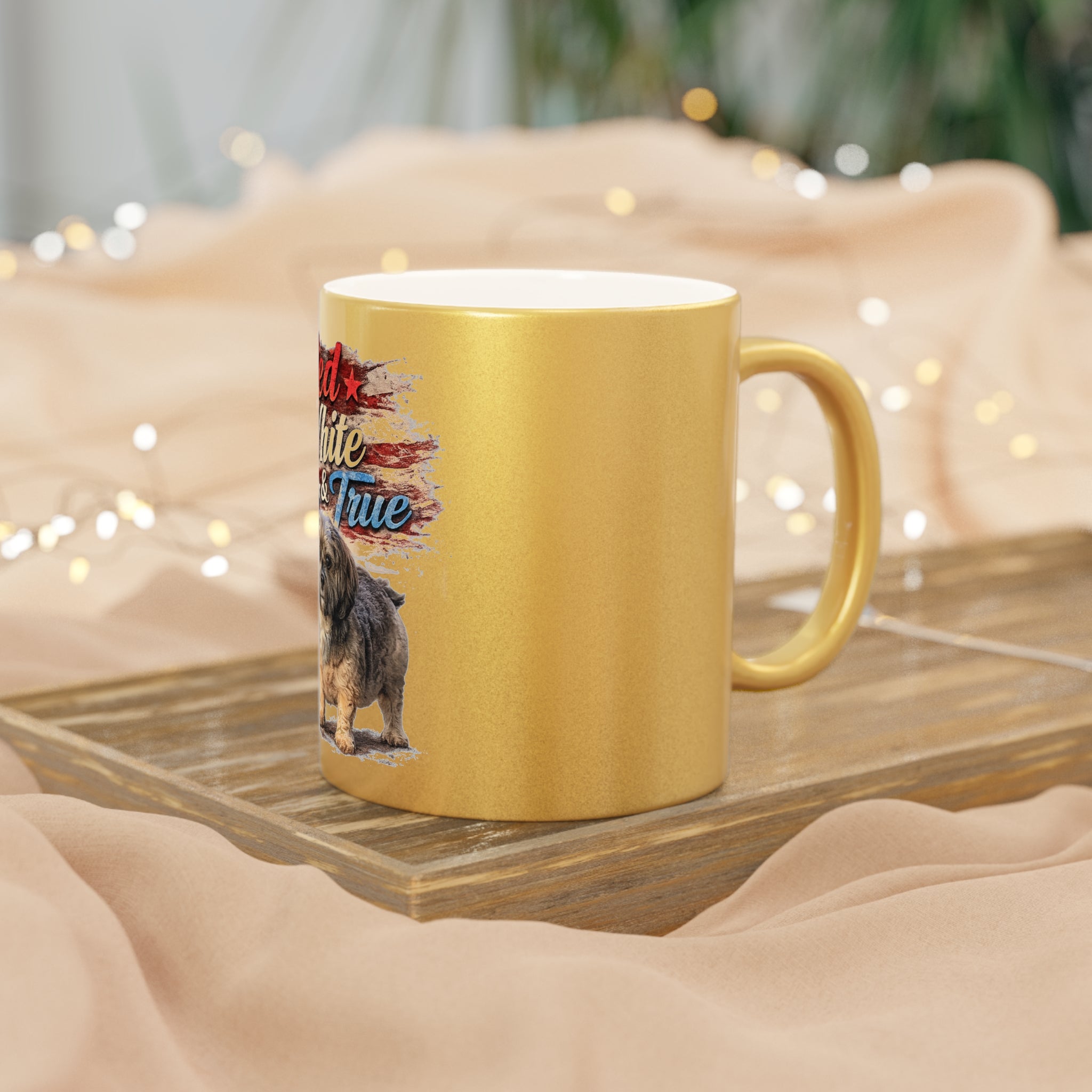Red White & True Patriotic Dog Metallic Mug