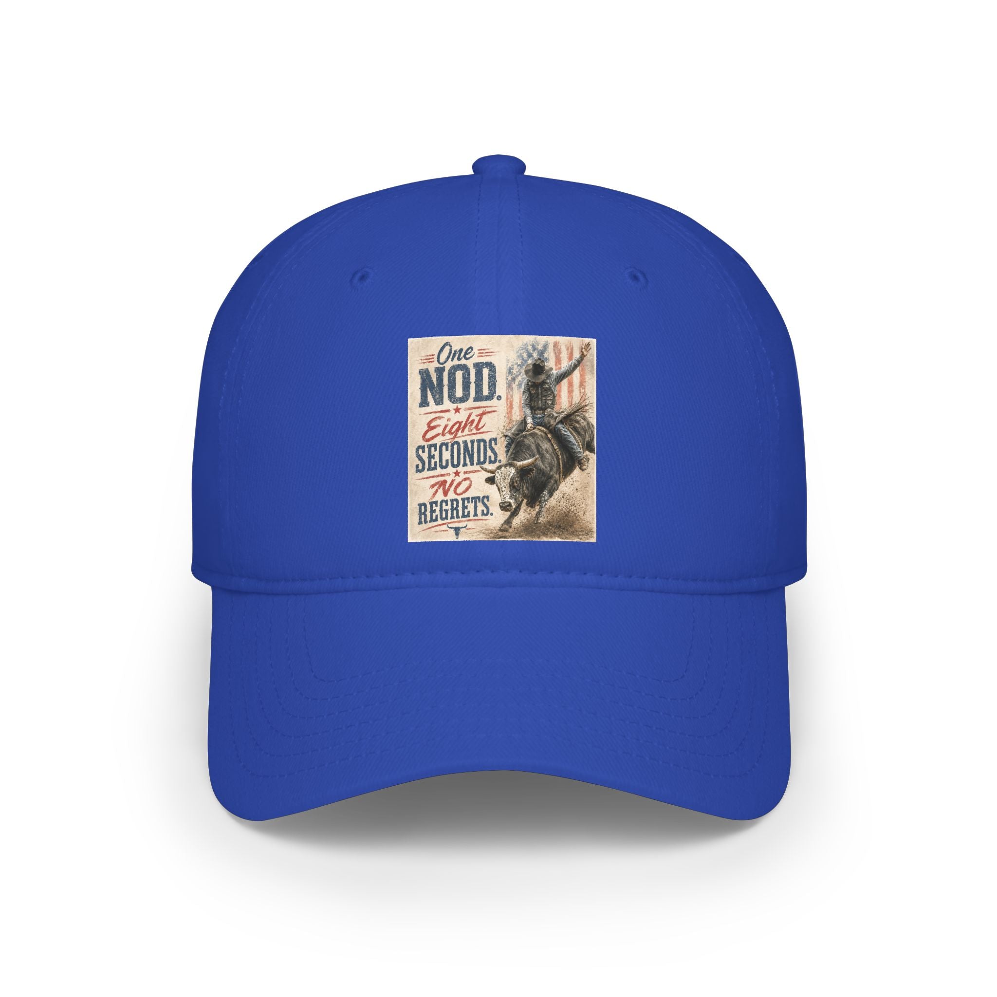 Low Profile Baseball Cap - 'One Nod Eight Seconds No Regrets' Bull Rider Rodeo Hat