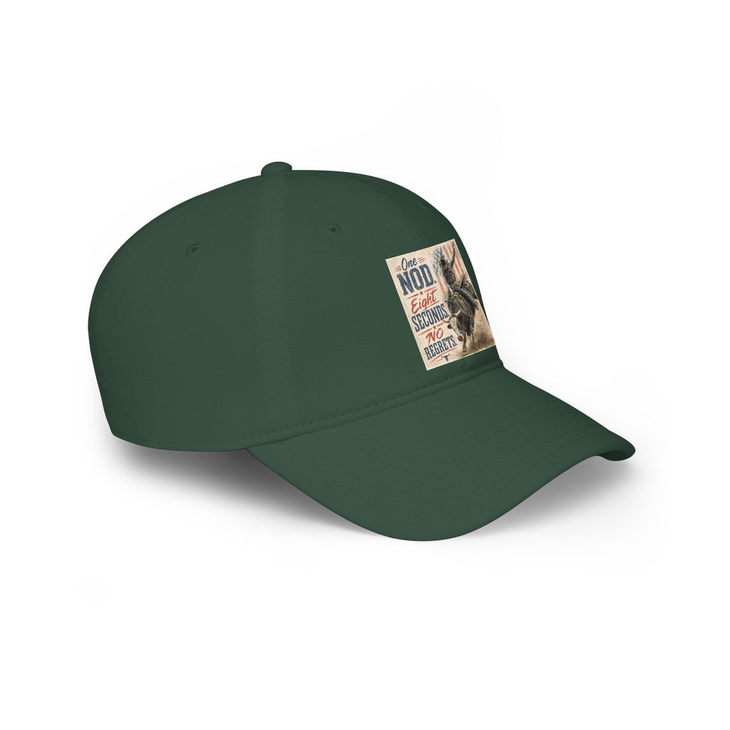 Low Profile Baseball Cap - 'One Nod Eight Seconds No Regrets' Bull Rider Rodeo Hat