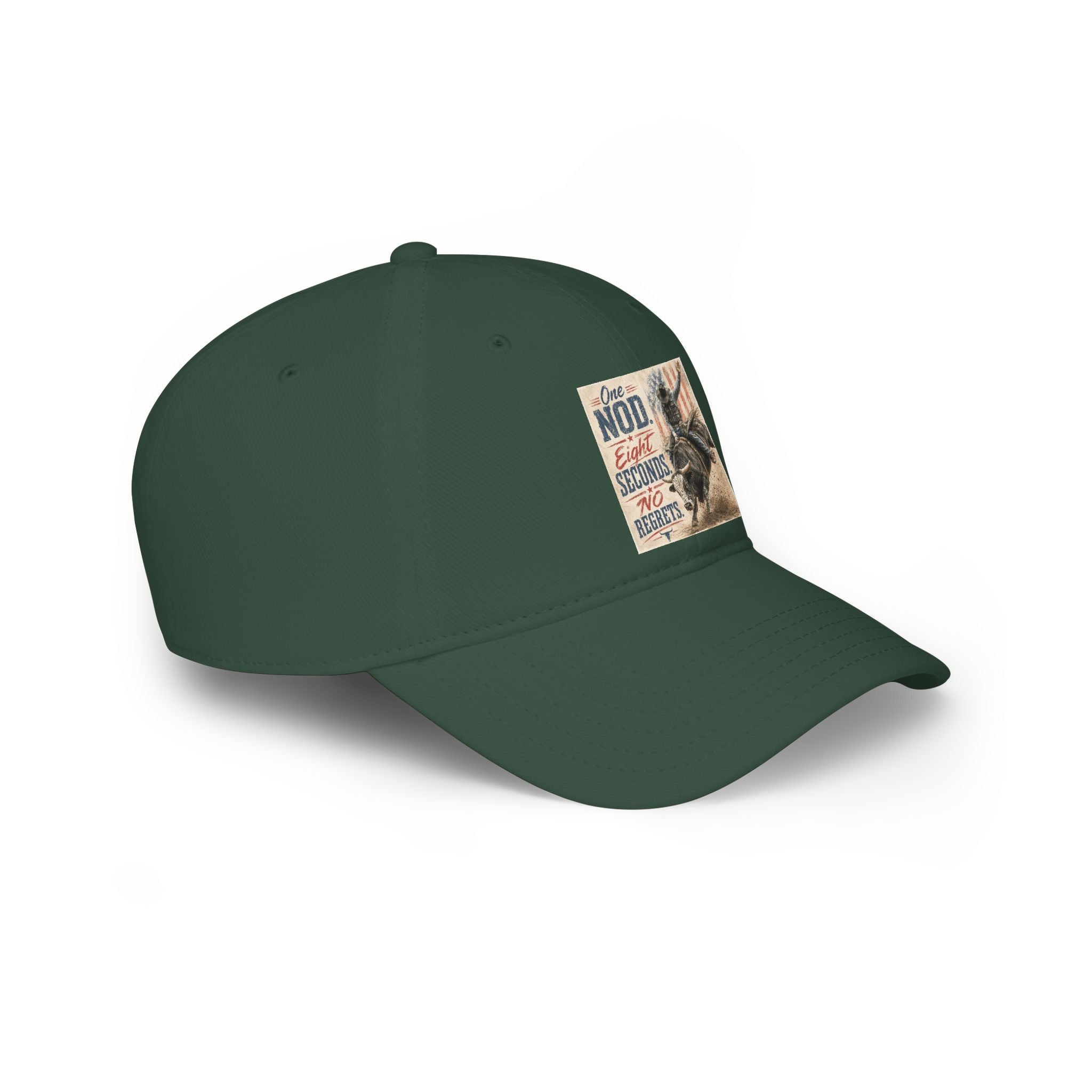 Low Profile Baseball Cap - 'One Nod Eight Seconds No Regrets' Bull Rider Rodeo Hat