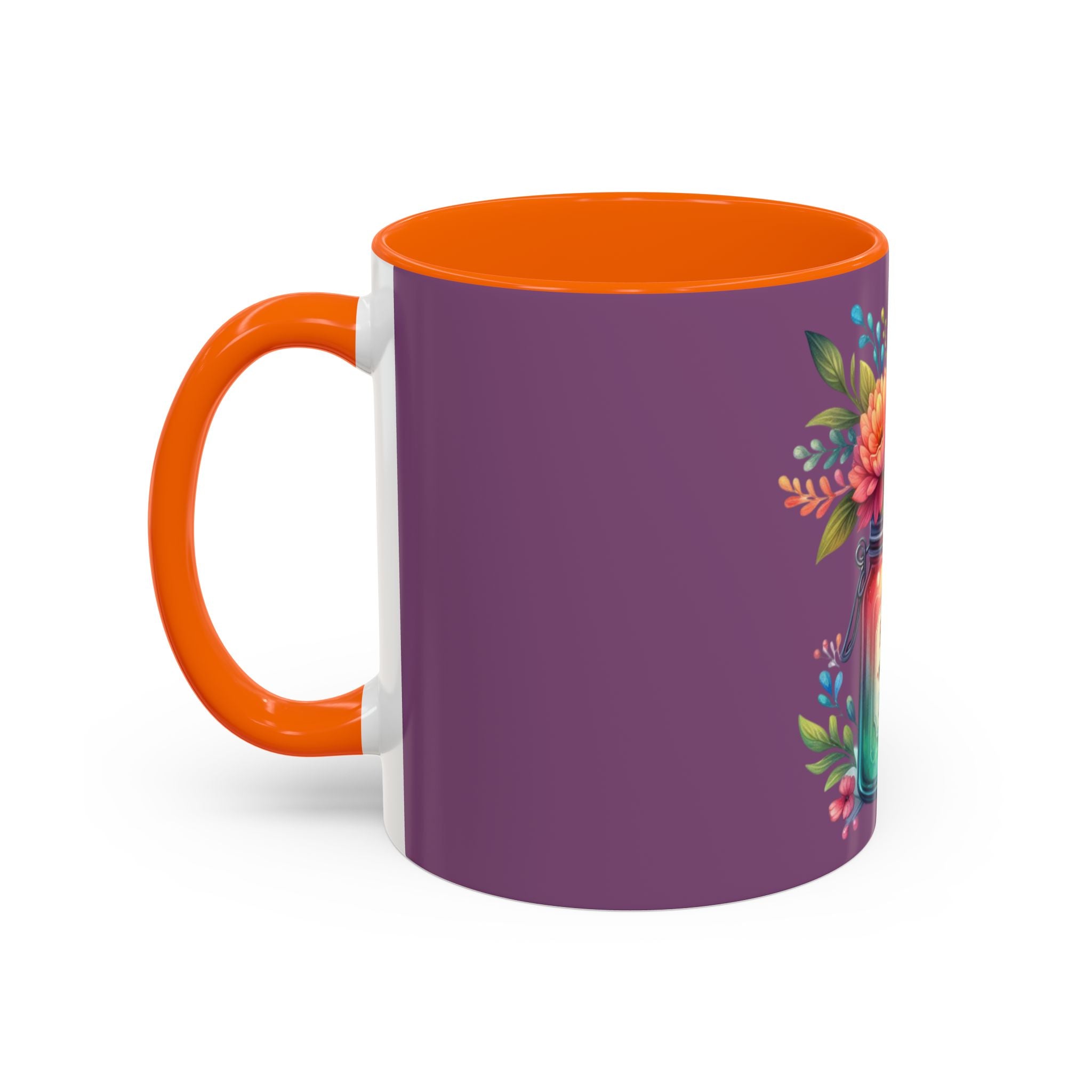 Faith & Love Floral Accent Coffee Mug — Colorful Candle Jar Design (11/15oz)