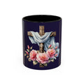 Easter Cross Coffee Mug — Floral Crucifix Accent Mug (11/15 oz)