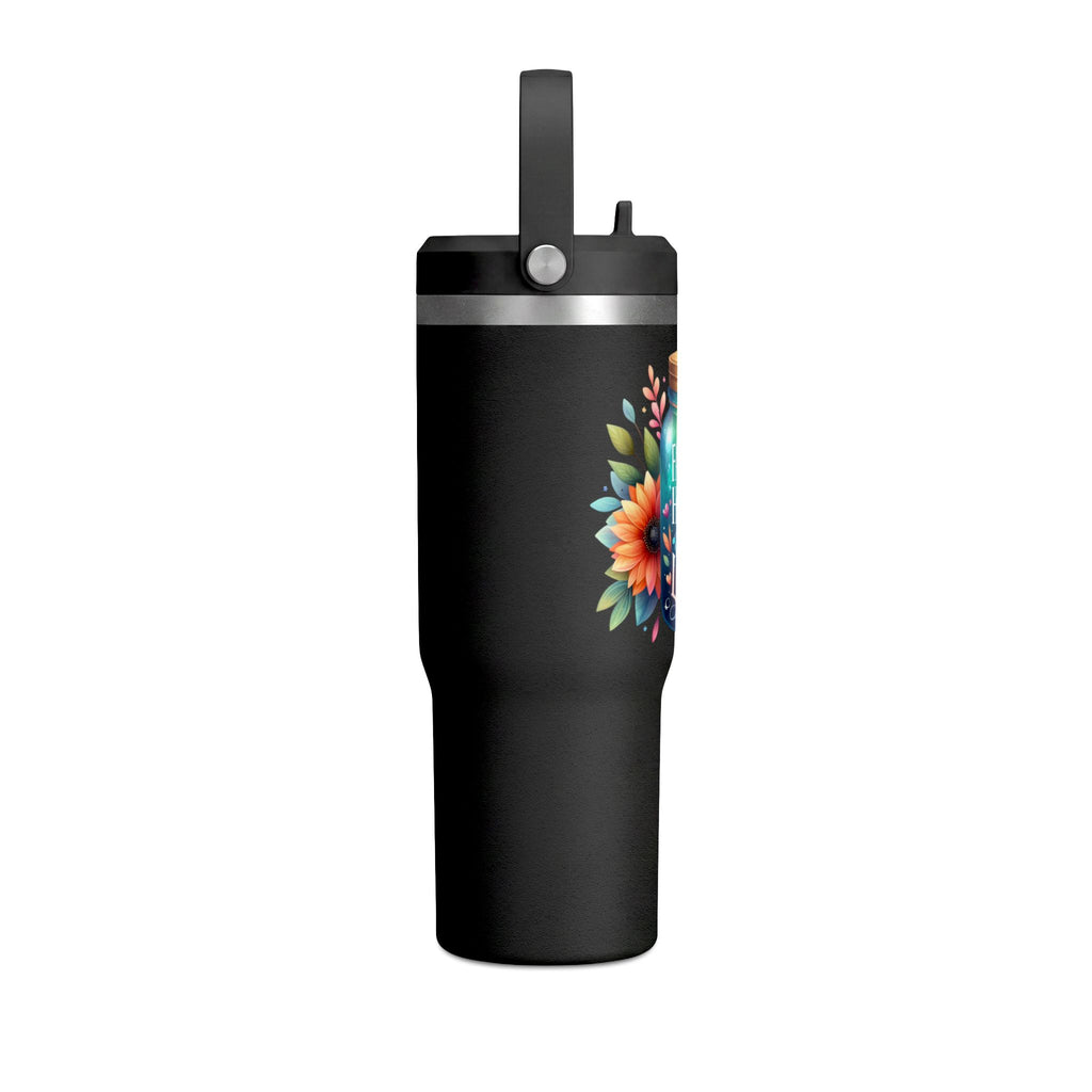 Faith Hope Love Tumbler — 32oz Insulated Travel Tumbler with Floral Jar Design