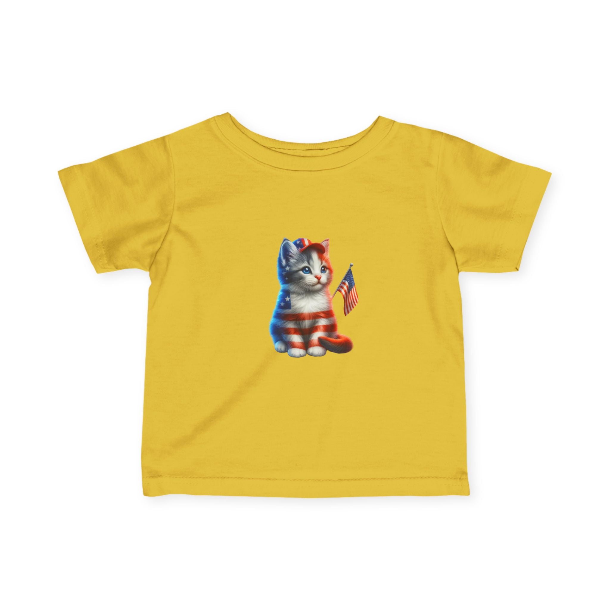 Infant Tee — Patriotic American Flag Kitten Graphic