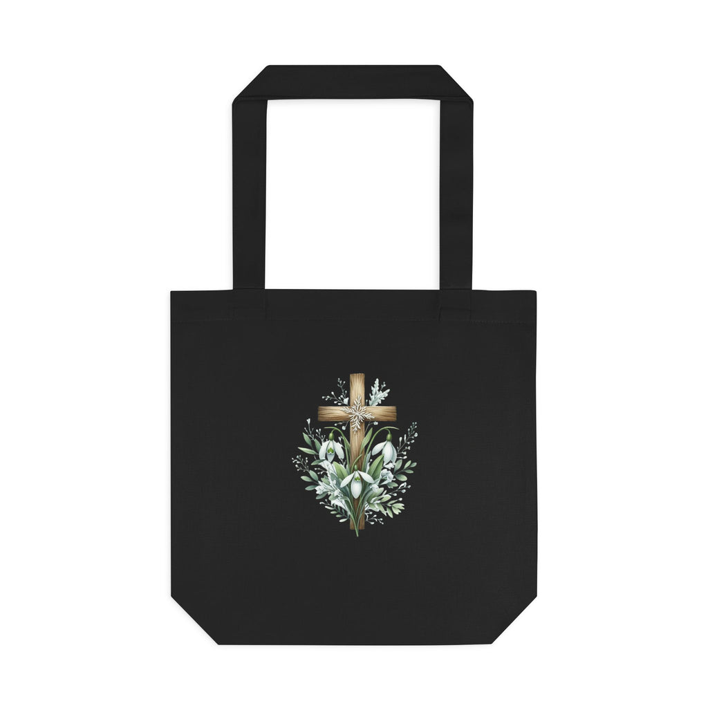 Floral Cross Cotton Tote Bag – Easter Faith Reusable Market Bag