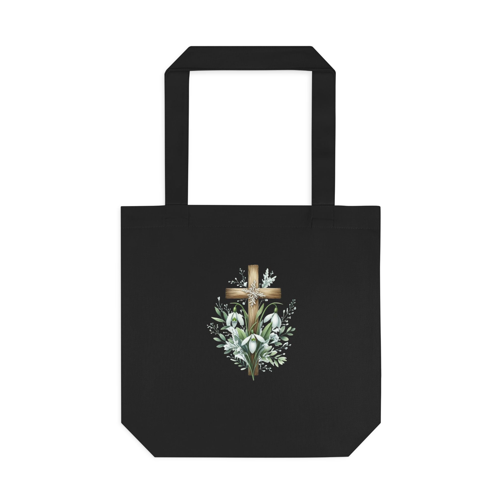 Floral Cross Cotton Tote Bag – Easter Faith Reusable Market Bag