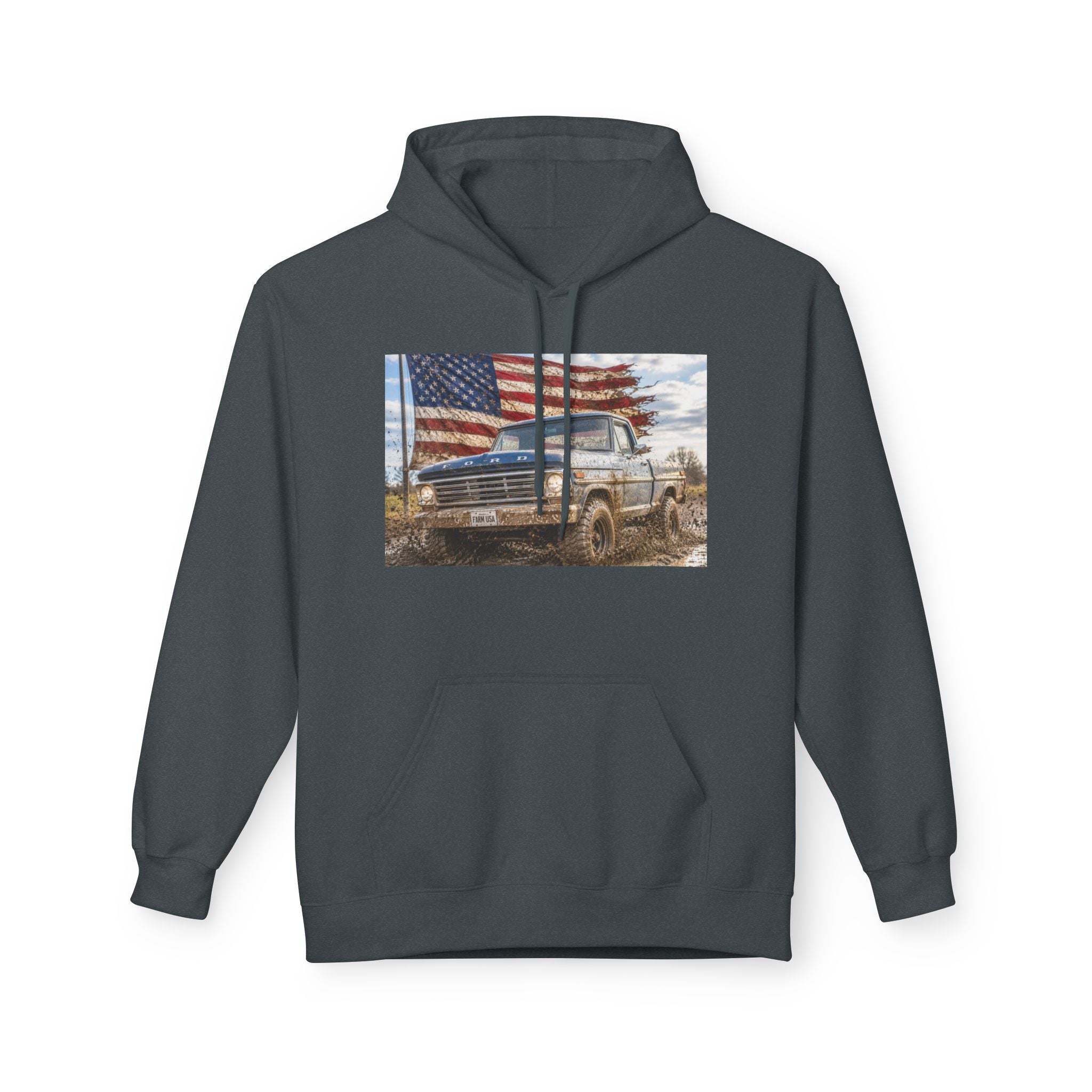 American Flag Vintage Truck Hoodie — Patriotic USA Pickup Sweatshirt