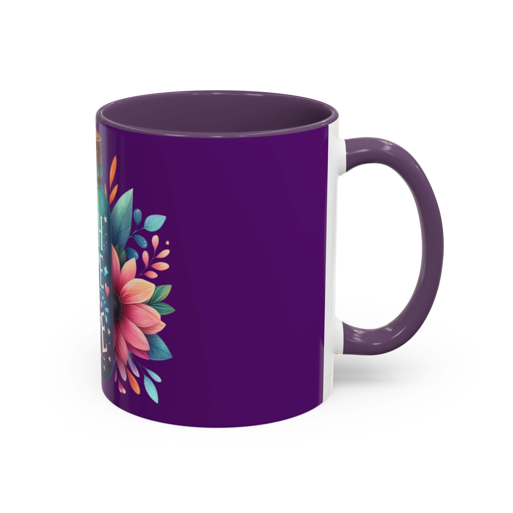 Faith Hope Love Accent Coffee Mug — Floral Jar Design (11/15 oz)