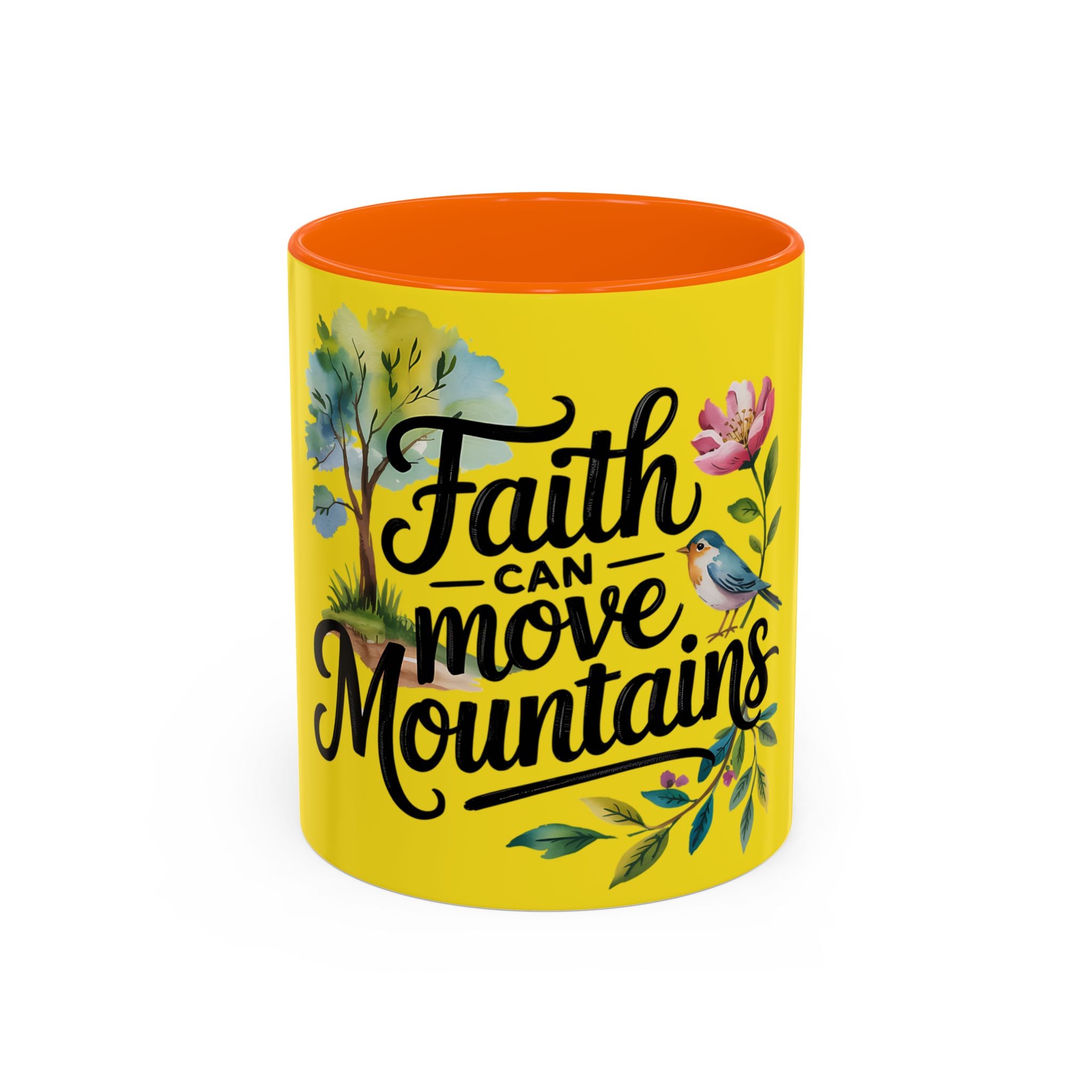 Faith Can Move Mountains Accent Coffee Mug – Inspirational Christian Tea Cup