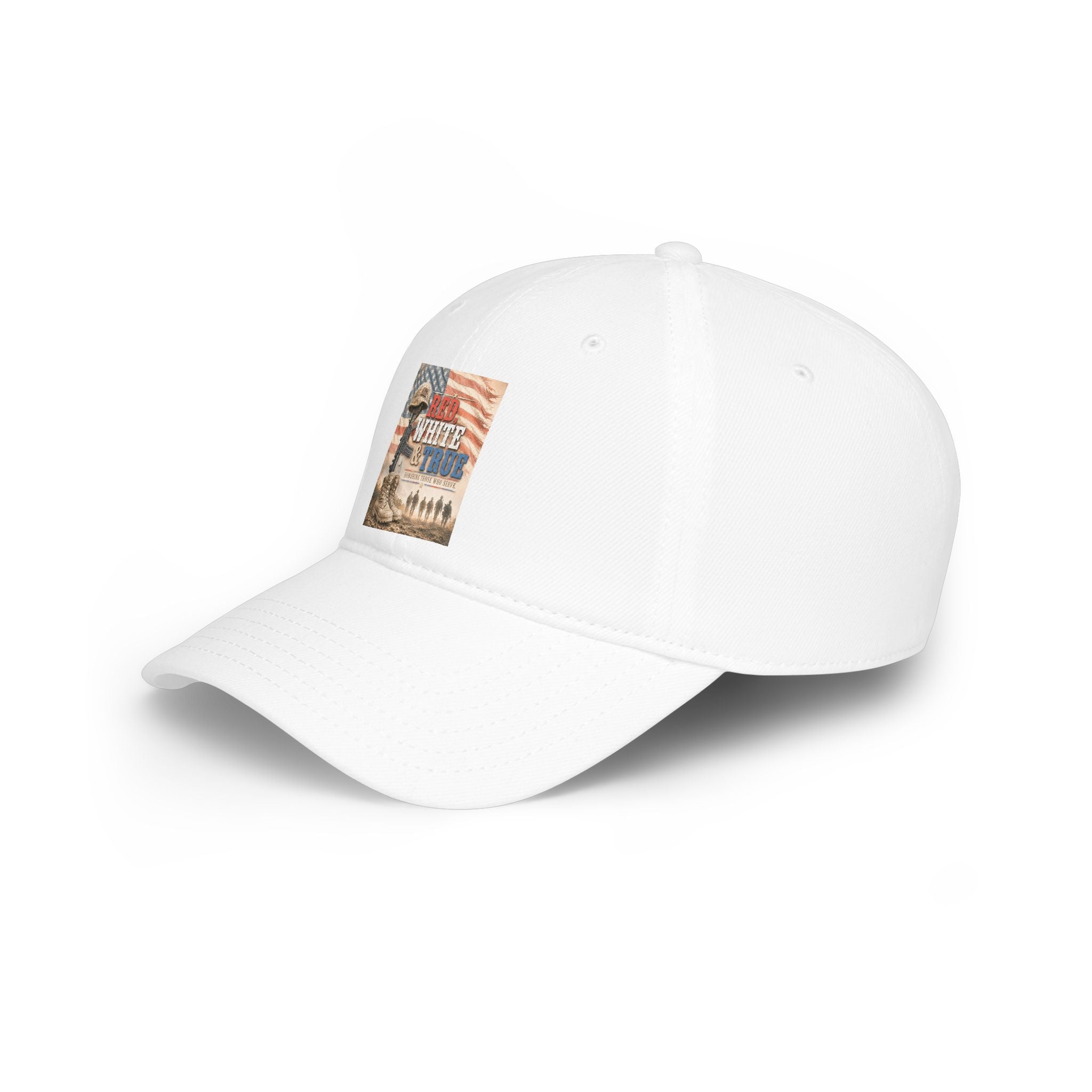 Low Profile Baseball Cap — Red, Patriotic "Land of the Free" Military Tribute Cap