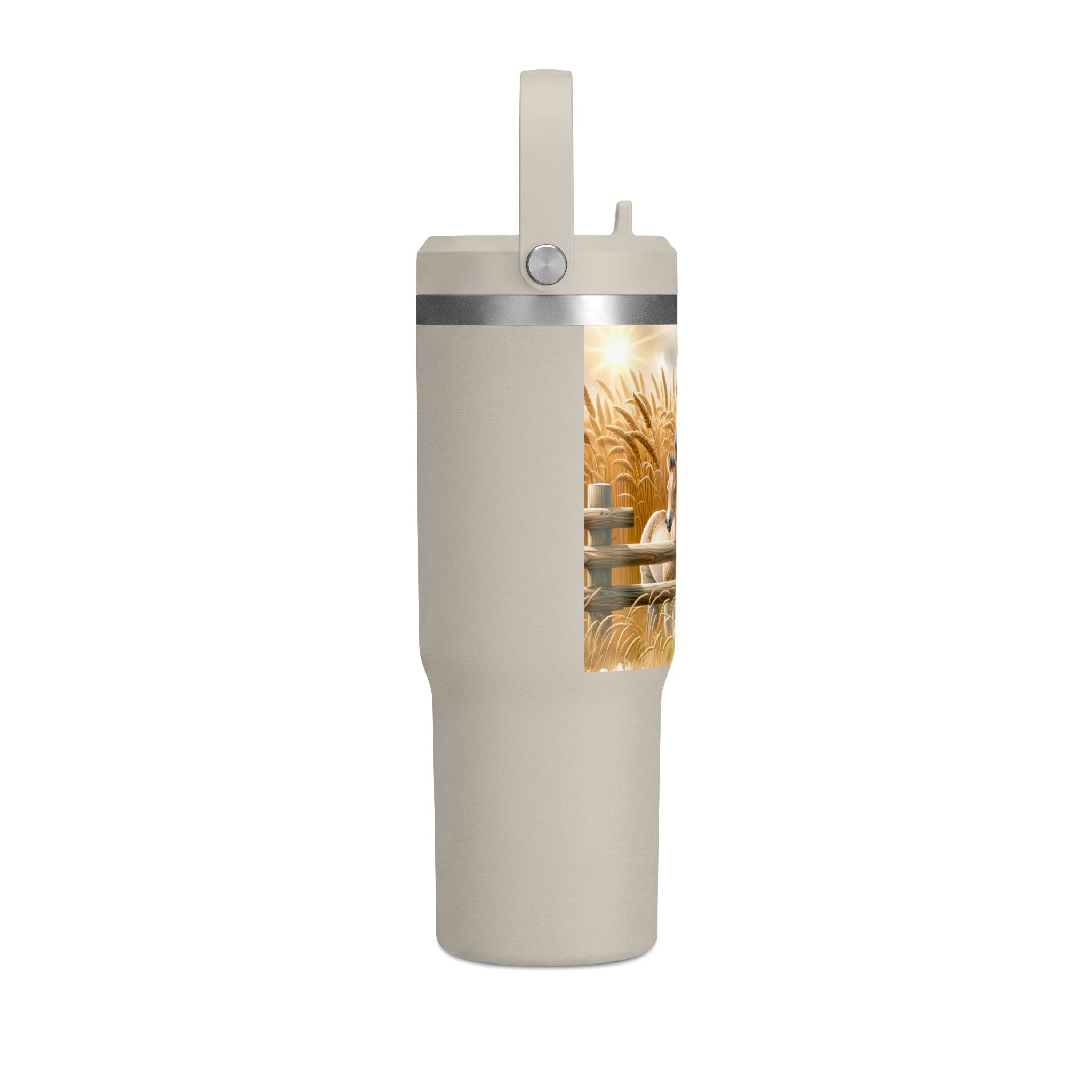 32oz Horse Tumbler — Sunflower Farm Scene Stainless Travel Cup