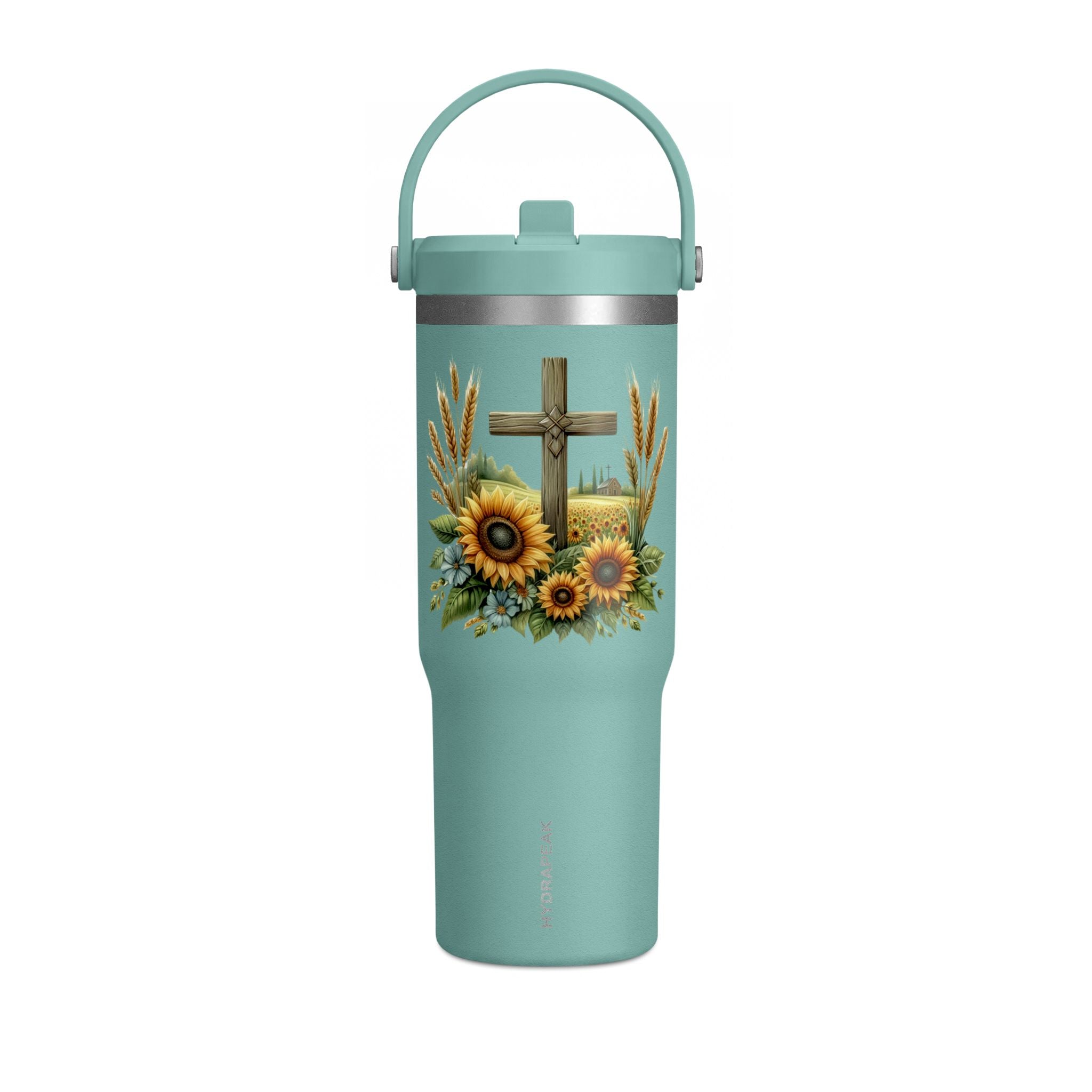 Sunflower Cross 32oz Tumbler – Christian Faith Travel Mug
