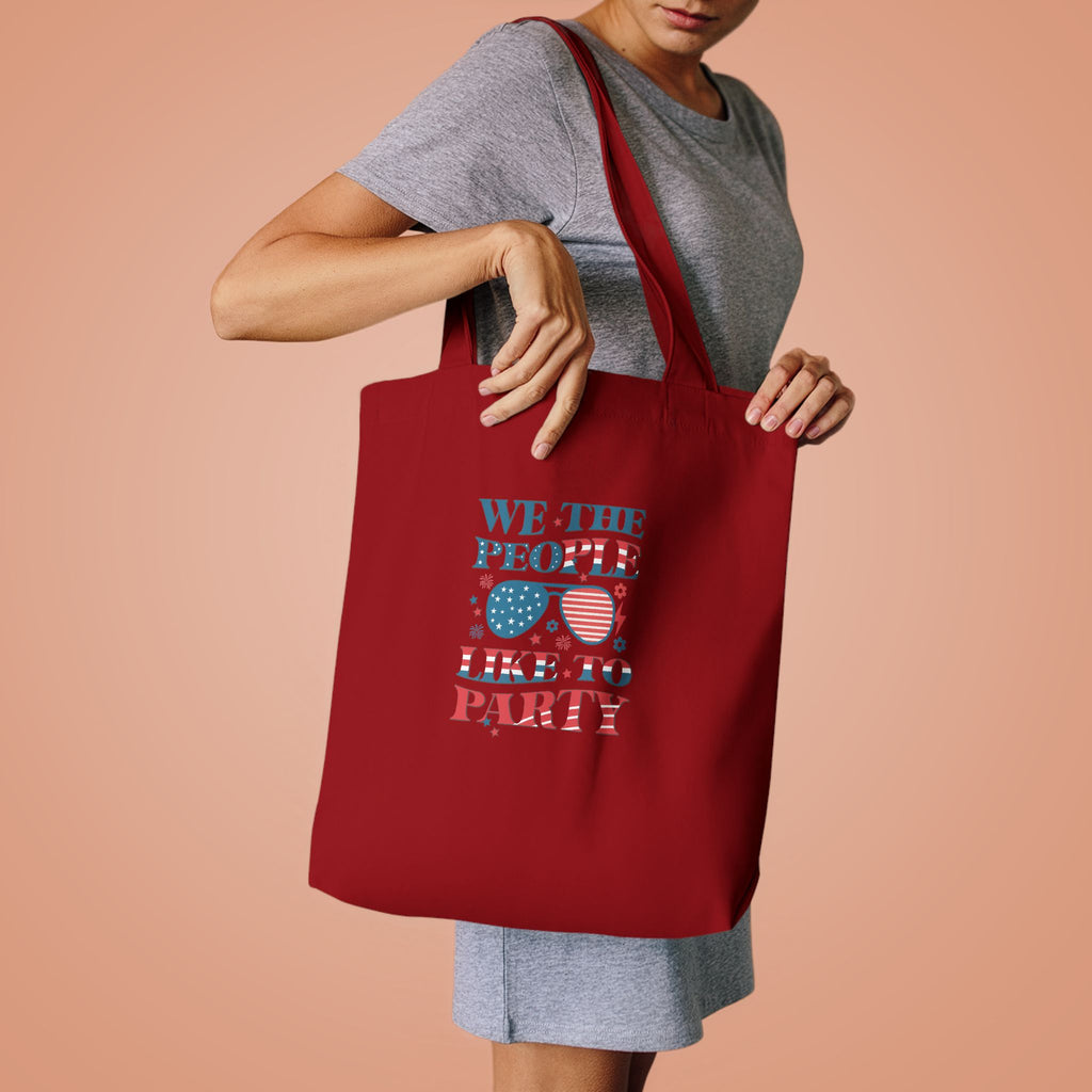 Patriotic "We The People" Cotton Tote Bag – Fourth of July USA Flag Market Bag