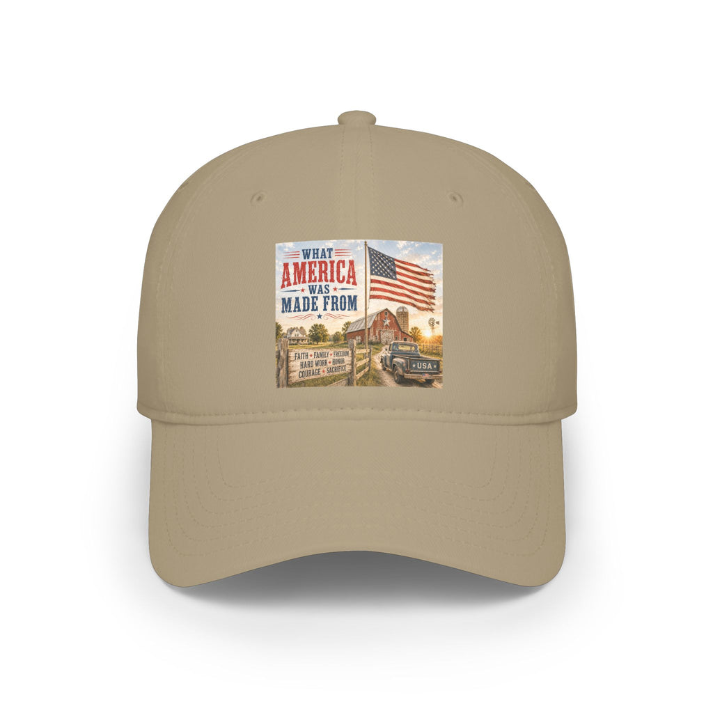 Baseball Cap — "What America Was Made From" Vintage Flag Patriotic Hat