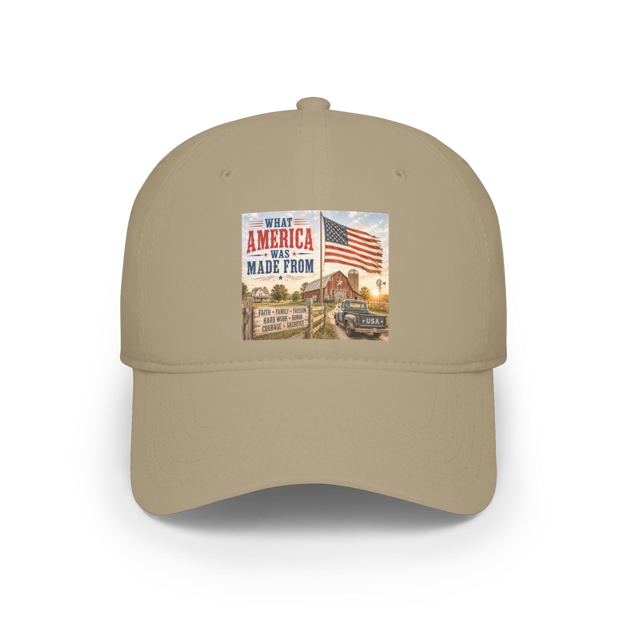 Baseball Cap — "What America Was Made From" Vintage Flag Patriotic Hat